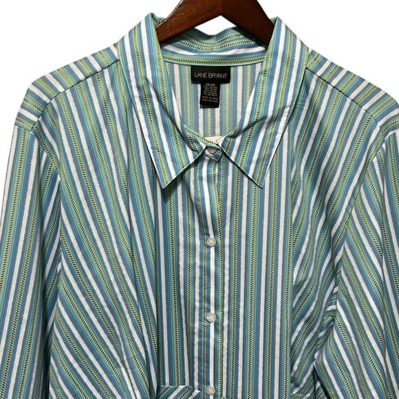 Lane Bryant Womens Striped Button Front Tunic Top 26/28 Preppy Office Travel - Picture 8 of 8
